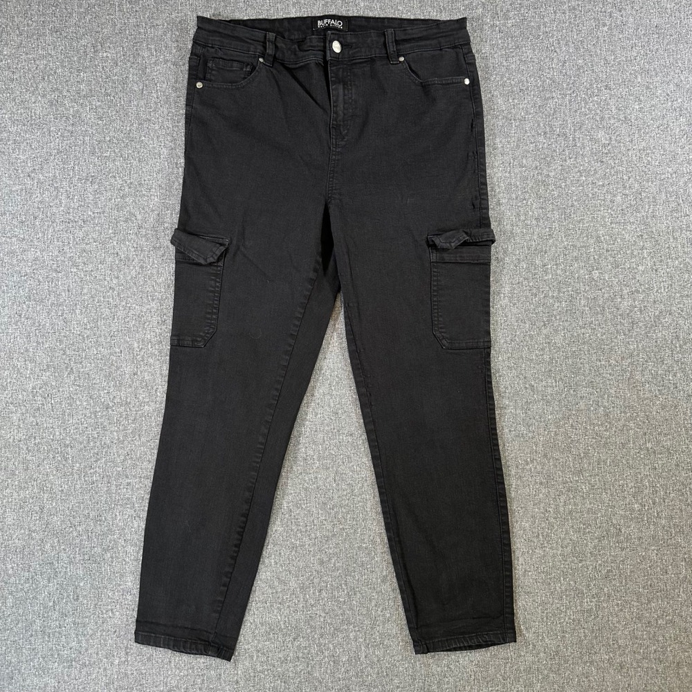 Buffalo David Bitton Cargo Pants Womens 12 Becky Black High Rise Skinny Utility